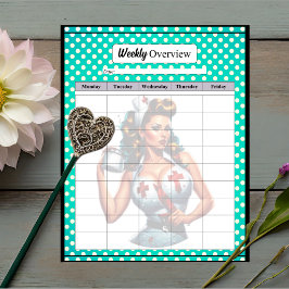 Bloco De Notas Blessed Nurse Pinup_ Visão Geral Semanal