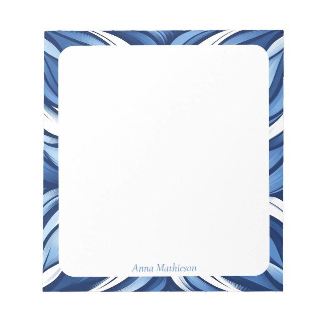 Bloco De Notas Bliss Azul Orgânico Floral Personalizado Desk (Frente)