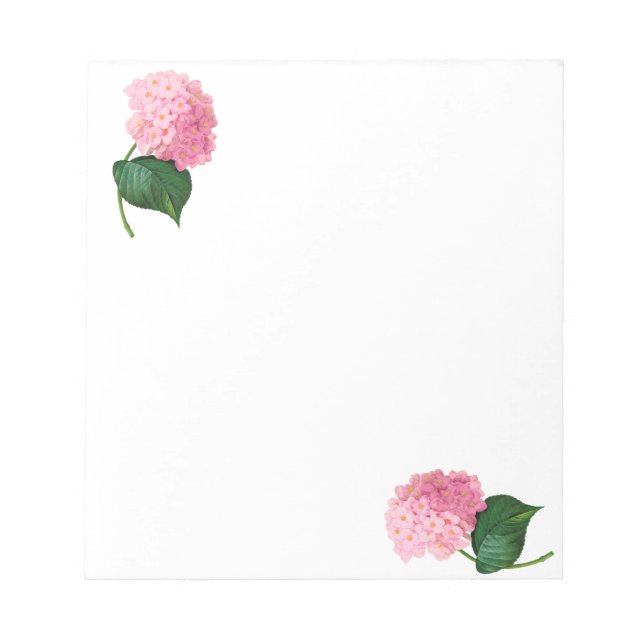 Bloco De Notas Bloco de Anotações de Hydrangea Rosa Personalizado (Frente)