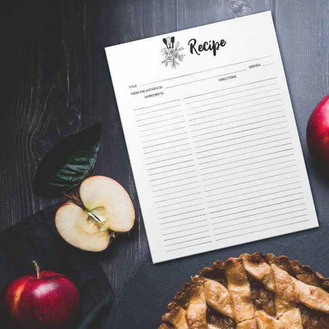 Bloco De Notas Bloco de Receitas Culinárias Florais (Criador carregado)