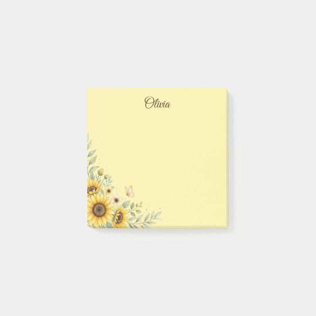 Bloco De Notas Blocos de Notas Adesivas de Girassol Personalizado (Frente)