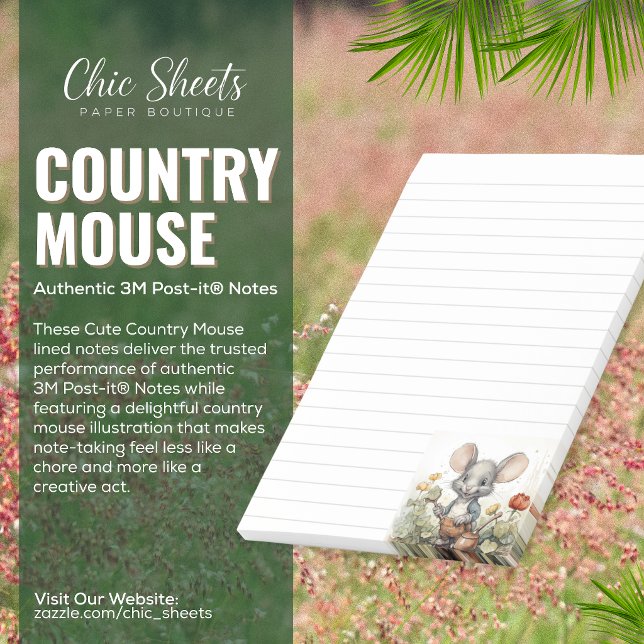 Bloco De Notas Blocos de Notas Adesivos Cute Country Mouse 3M Pos (Criador carregado)