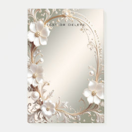 Bloco De Notas Blocos de Notas Adesivos Florais Brancos Ornamenta
