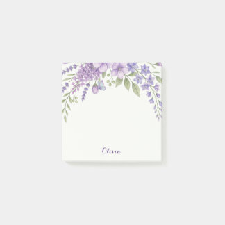 Bloco De Notas Blocos de Notas Adesivos Florais Roxos Personaliza