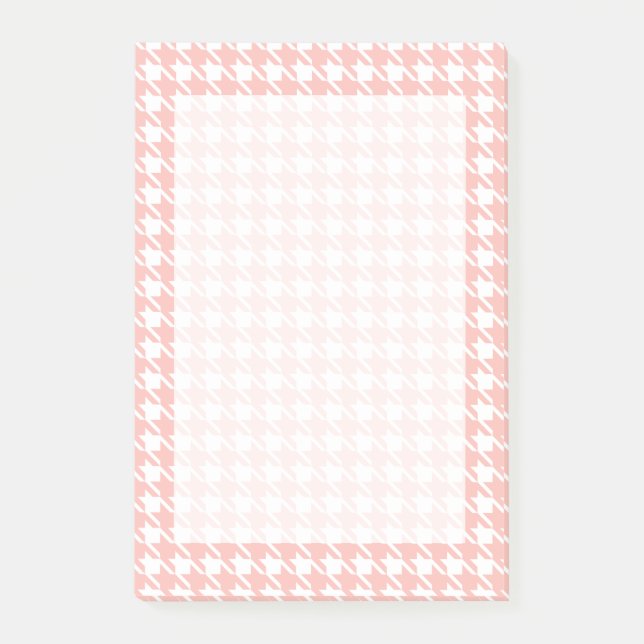 Bloco De Notas Blocos de Notas Adesivos Pink Houndstooth (Frente)