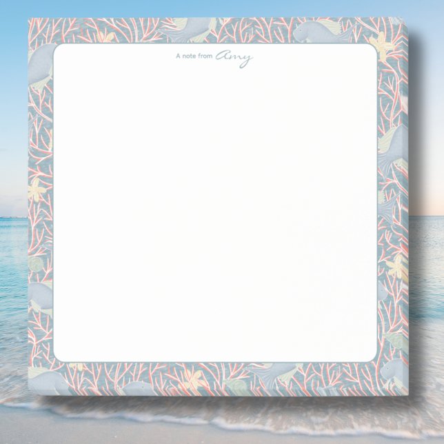 Bloco De Notas Blocos de Notas Adhesivas Personalizados Modernos  (Modern Nautical Reef Personalized Post‑It Notes  )