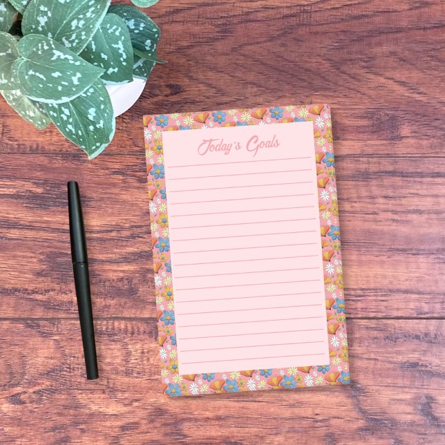 Bloco De Notas Blocos de Notas Adhesivos Florais de Primavera (Spring floral pattern ruled sticky notes . Customize them with your own text . )