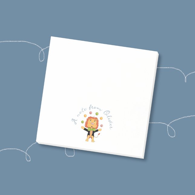Bloco De Notas Blocos de Notas Adhesivos Pequenos de Leão de Mala (Circus juggling lion kid personalized sticky notes .)