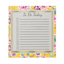 Bloco De Notas Blocos de notas amarelo rosa flores dourado para f
