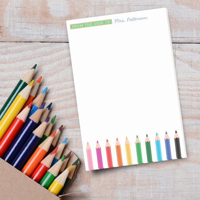Bloco De Notas Blocos de Notas Autoadesivos de Lápis Personalizad (Teacher Personalized Color Pencil Post-it Notes)