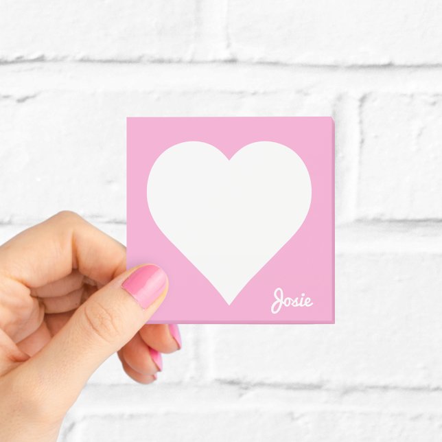 Bloco De Notas Blocos de Notas Cor-de-Rosa com Coração e Nome (Criador carregado)
