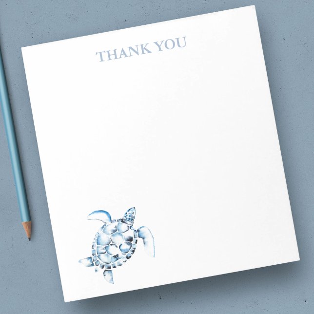 Bloco De Notas Blocos de Notas de Carta de Agradecimento de Tarta (thank you notepads sea turtle stationery watercolor art by Victoria Grigaliunas)