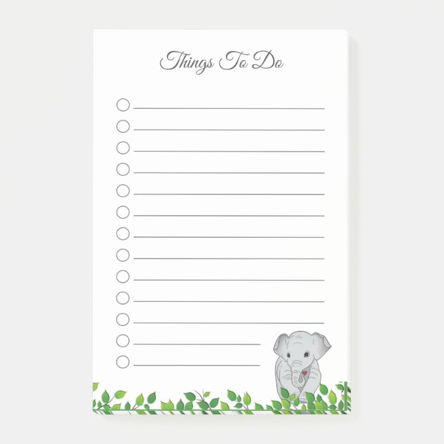Bloco De Notas Blocos de Notas Elefante Coisas Para Fazer (Frente)