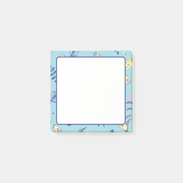 Bloco De Notas Blocos de Notas Florais com Padrão Diário Post-it (Frente)