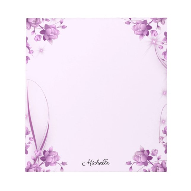 Bloco De Notas Blocos de Notas Flores Lavanda Bonitas SEU TEXTO (Frente)