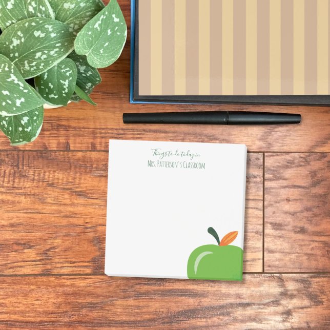 Bloco De Notas Blocos de Notas Modernos de Maçã Verde para Profes (Green apple small teacher post-it notes
)