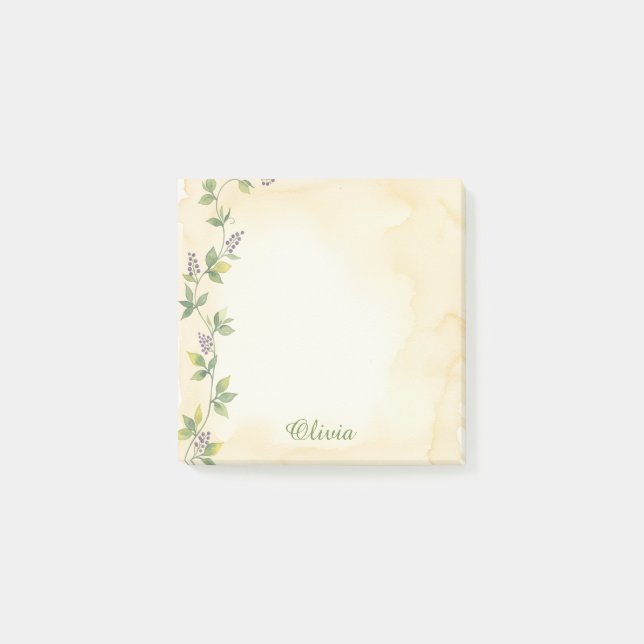 Bloco De Notas Blocos de Notas Personalizados Cream Botanical Vin (Frente)