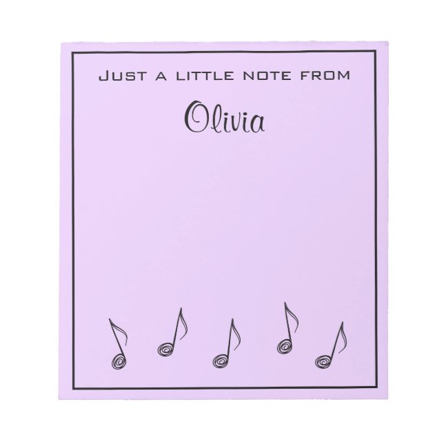 Bloco De Notas Blocos de Notas Personalizados de Música Lavanda (Frente)