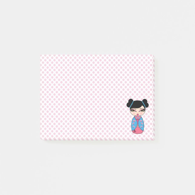 Bloco De Notas Blocos de Notas Post-it® Boneca Kokeshi Rosa 10 x  (Frente)