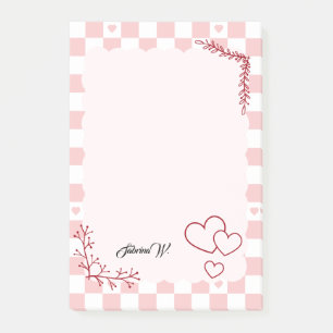 Bloco De Notas Blocos de Notas Post-it com Fundo de Xadrez Rosa
