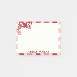 Bloco De Notas Blocos de Notas Post-it de Abóbora com Xadrez Rosa