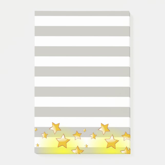 Bloco De Notas Blocos de Notas Post-it Listras Cinza Estrelas Ama (Frente)