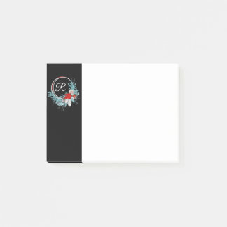 Bloco De Notas Blocos de Notas Post-it Natal Coroa Monograma Pret
