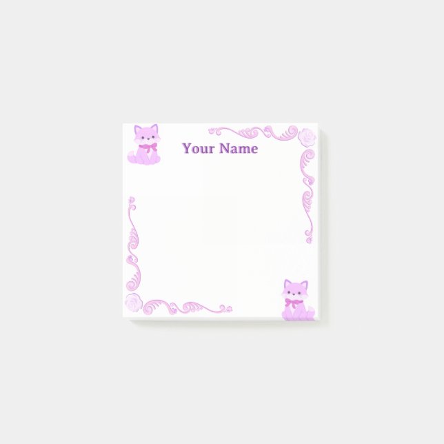 Bloco De Notas Blocos de Notas Post-it Personalizados com Raposa  (Frente)