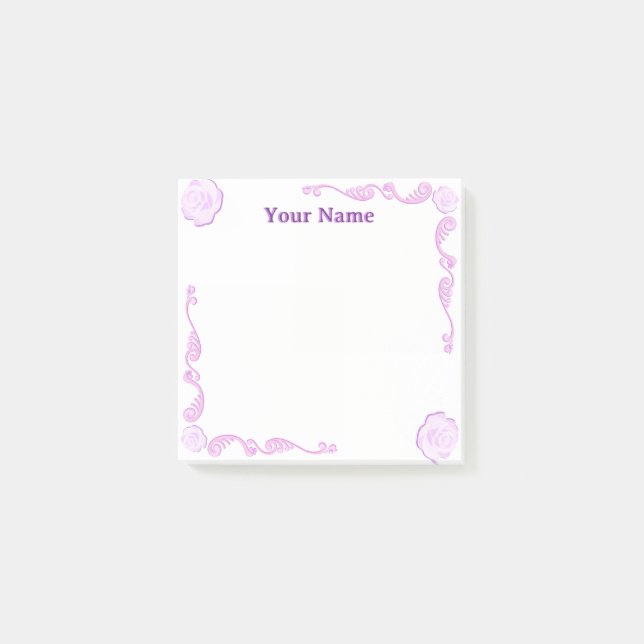 Bloco De Notas Blocos de Notas Post-it Personalizados com Rosa Ro (Frente)