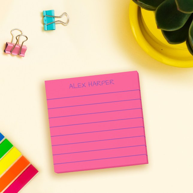 Bloco De Notas Blocos de Notas Rosa Escuro Simples com Nome (Criador carregado)