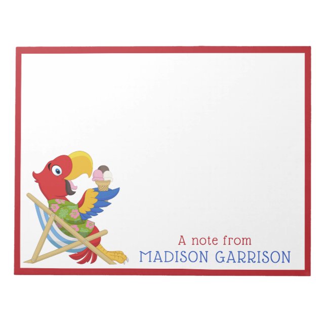 Bloco De Notas Blocos de texto personalizados do Beach Macaw (Frente)