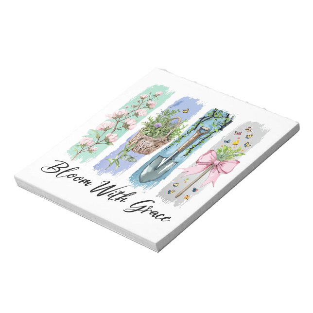 Bloco De Notas Bloom com a Arte Floral Grace Garden (Invertido)