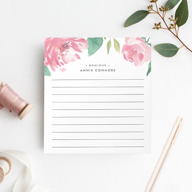 Bloco De Notas Blooming Peony | Vinculado Personalizado (Criador carregado)