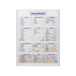 Bloco De Notas Blooming Purple Garden_ Grocery List