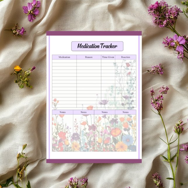 Bloco De Notas Blooming Purple Garden_ Medication Tracker (Criador carregado)