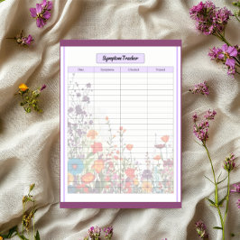 Bloco De Notas Blooming Purple Garden_ Symptom Tracker