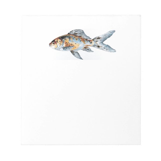 Bloco De Notas Blue and Orange Shubunkin Goldfish Art (Frente)
