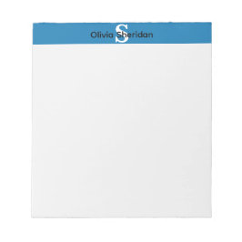 Bloco De Notas Blue and White Monogram Notepad