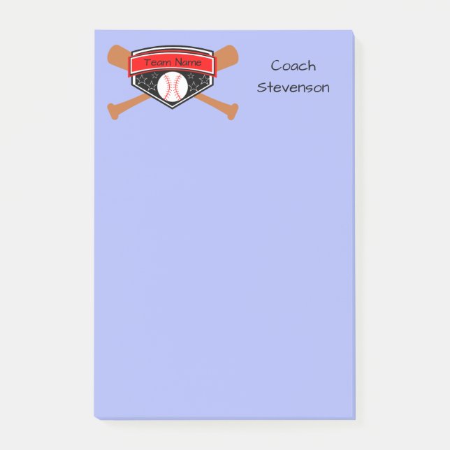 Bloco De Notas Blue Baseball Coach Posta personalizado Notas 4x6 (Frente)