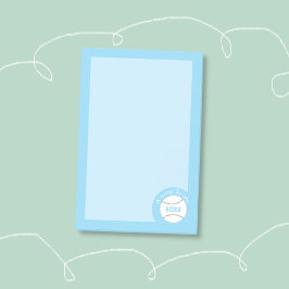 Bloco De Notas Blue Baseball Personalized Kids Notes 