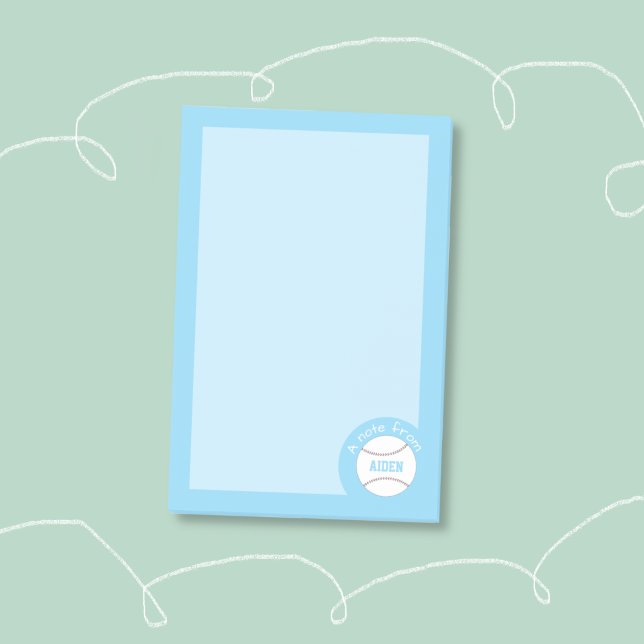 Bloco De Notas Blue Baseball Personalized Kids Notes  (Kid personalized blue baseball sticky notes .)