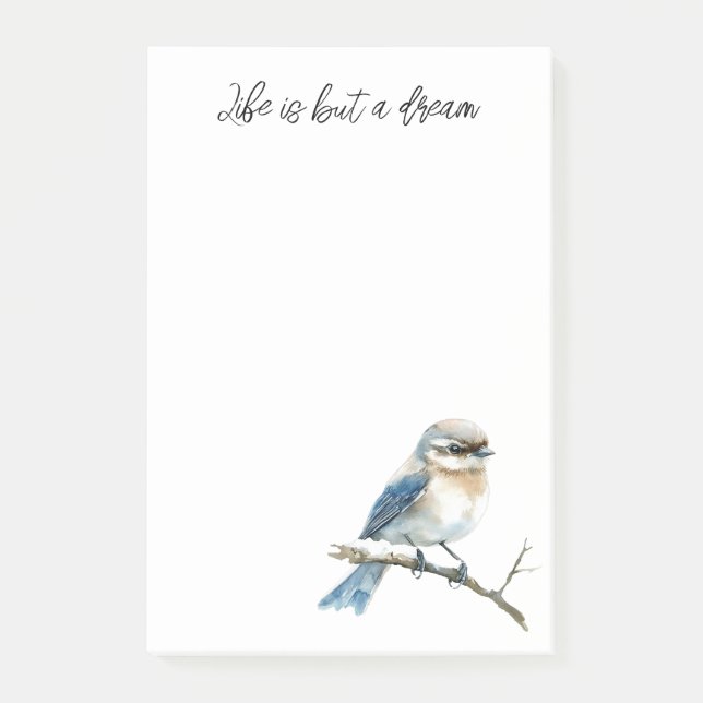 Bloco De Notas Blue Bird on a Tree Branch (Frente)