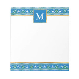 Bloco De Notas Blue Christmas Fair Isle Personalizado