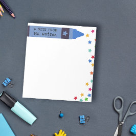 Bloco De Notas Blue Crayon e Stars Nota Colorida do Professor