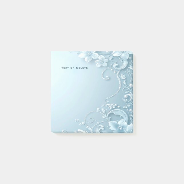 Bloco De Notas Blue Decorative Floral Post it Notes (Frente)