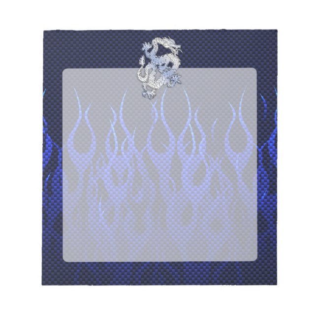 Bloco De Notas Blue Dragon em chamas de corridas de carbono (Frente)