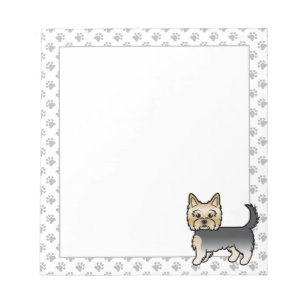 Bloco De Notas Blue E Dourado Yorkshire Terrier Yorkie Cartoon Do