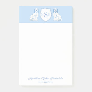 Bloco De Notas Blue E White Staffordshire Spaniels Monograma