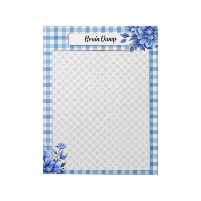 Bloco De Notas Blue Floral Gingham_ Brain Dump (Invertido)