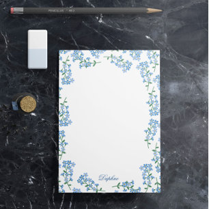 Bloco De Notas Blue Forget Me Nots - Adicionar seu nome